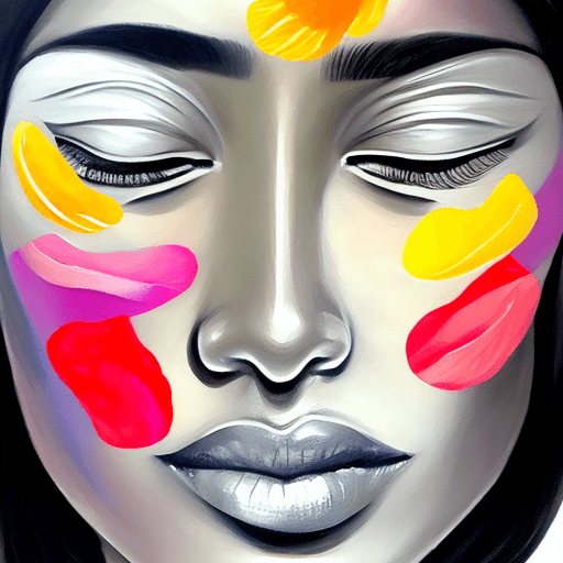 AI generated: what is summer's color, by Catallia Vasquez painting, shallow silver white, face close up, --s 400, ...