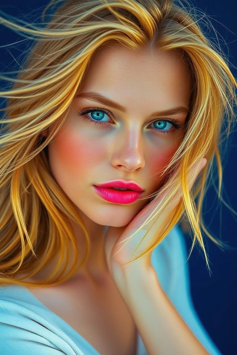AI generated: "High resolution close up head and torso portrait photograph image, cinematic style, vibrant complim...