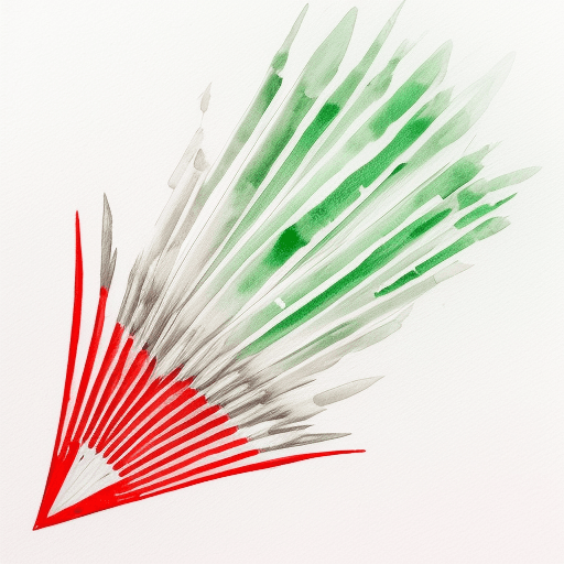 AI generated: acuarela de colores rojo,blanco y verde,con lineas finas y gruesas ,patrones unicos
