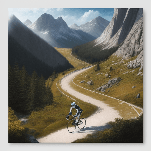 AI generated: Art of a cyclist riding through a scenic mountain trail, on white background, digital comic style, h...