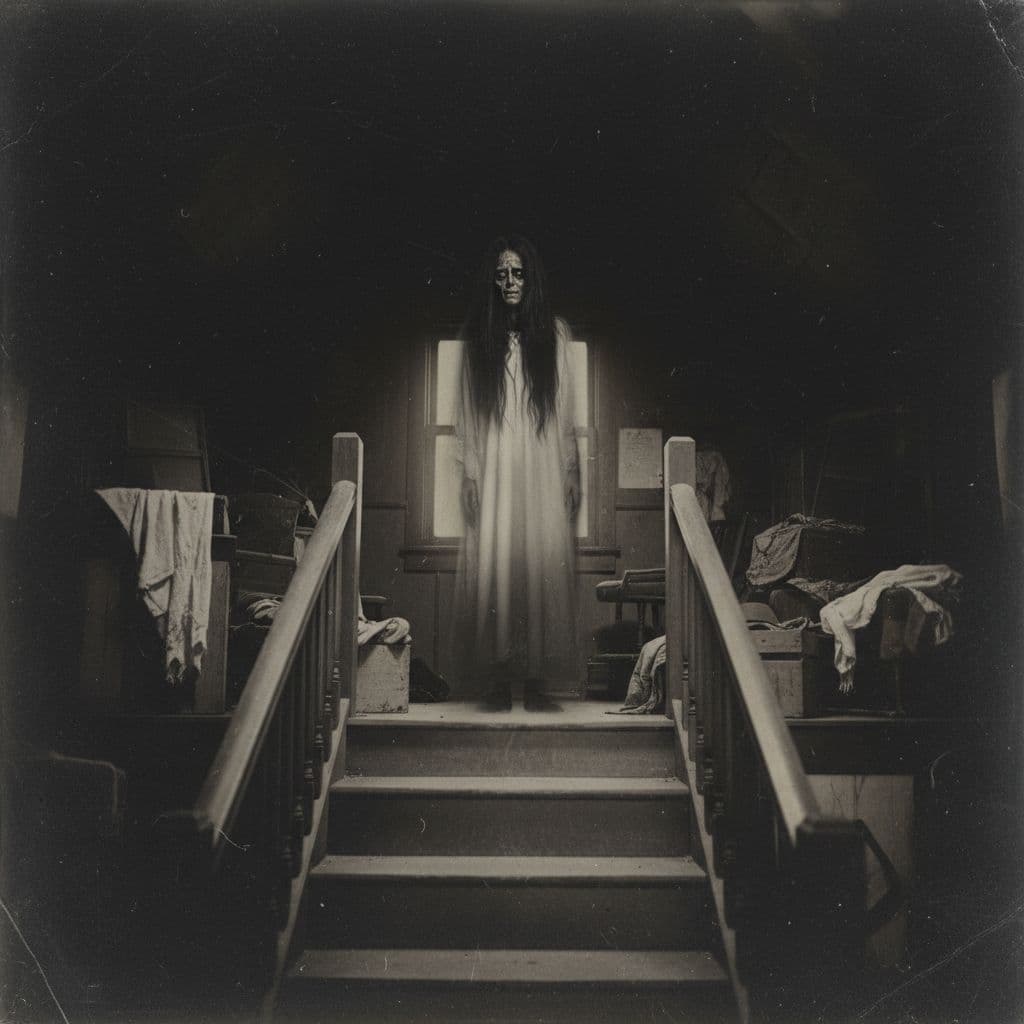 AI generated: Natural candid photograph of a creepy ghostly kuntilanak, sadako resembling a Southeast Asian folklo...