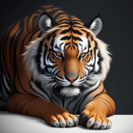 AI generated: A hyper-realistic, cinematic portrait of a majestic Sumatran tiger, meticulously crafted from porcel...