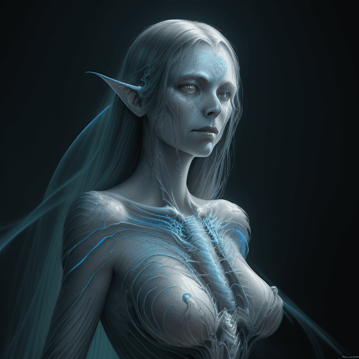 AI generated: High resolution, fantasy realism, inspired by Donato Giancola, Banshee, full body portrait, with gho...