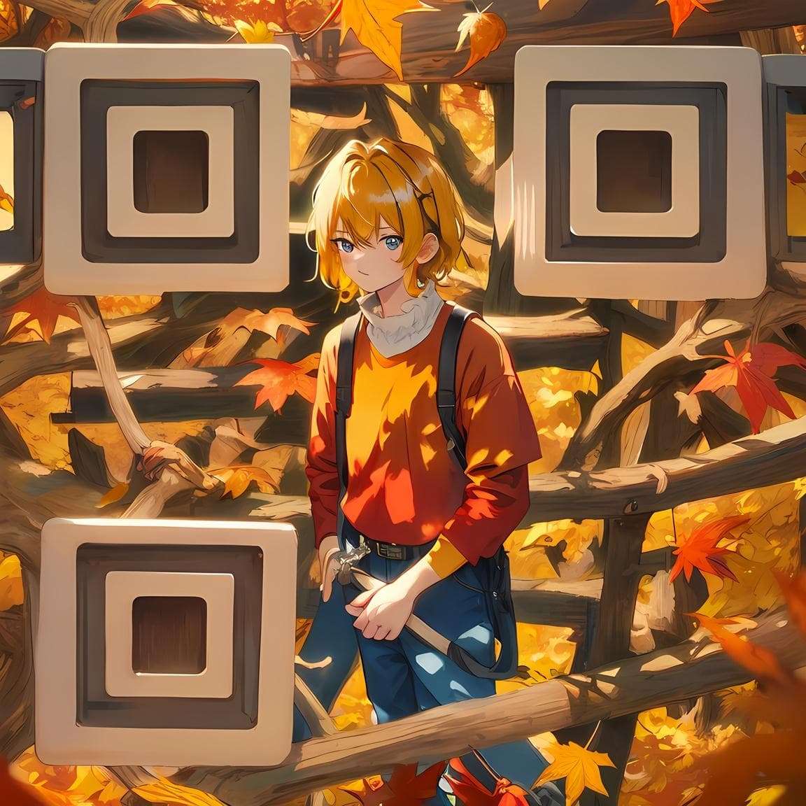 AI generated: autumn leaves, fall colors, autumn season, foliage, crisp air, harvest, autumnal, fallen leaves, gol...