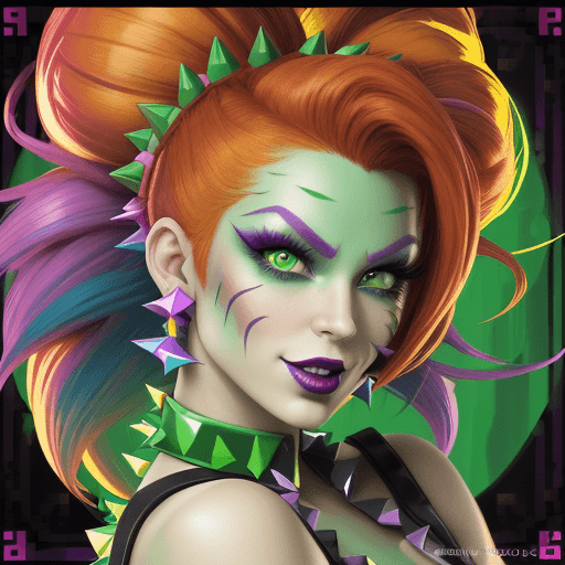 AI generated: A playful and mischievous game character, 2010s Decor style, with bold makeup, Arcade 1990s Point An...