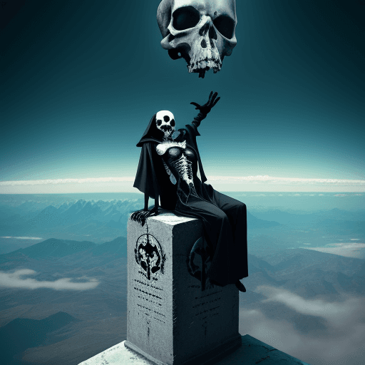 AI generated: death sitting on top of the world 