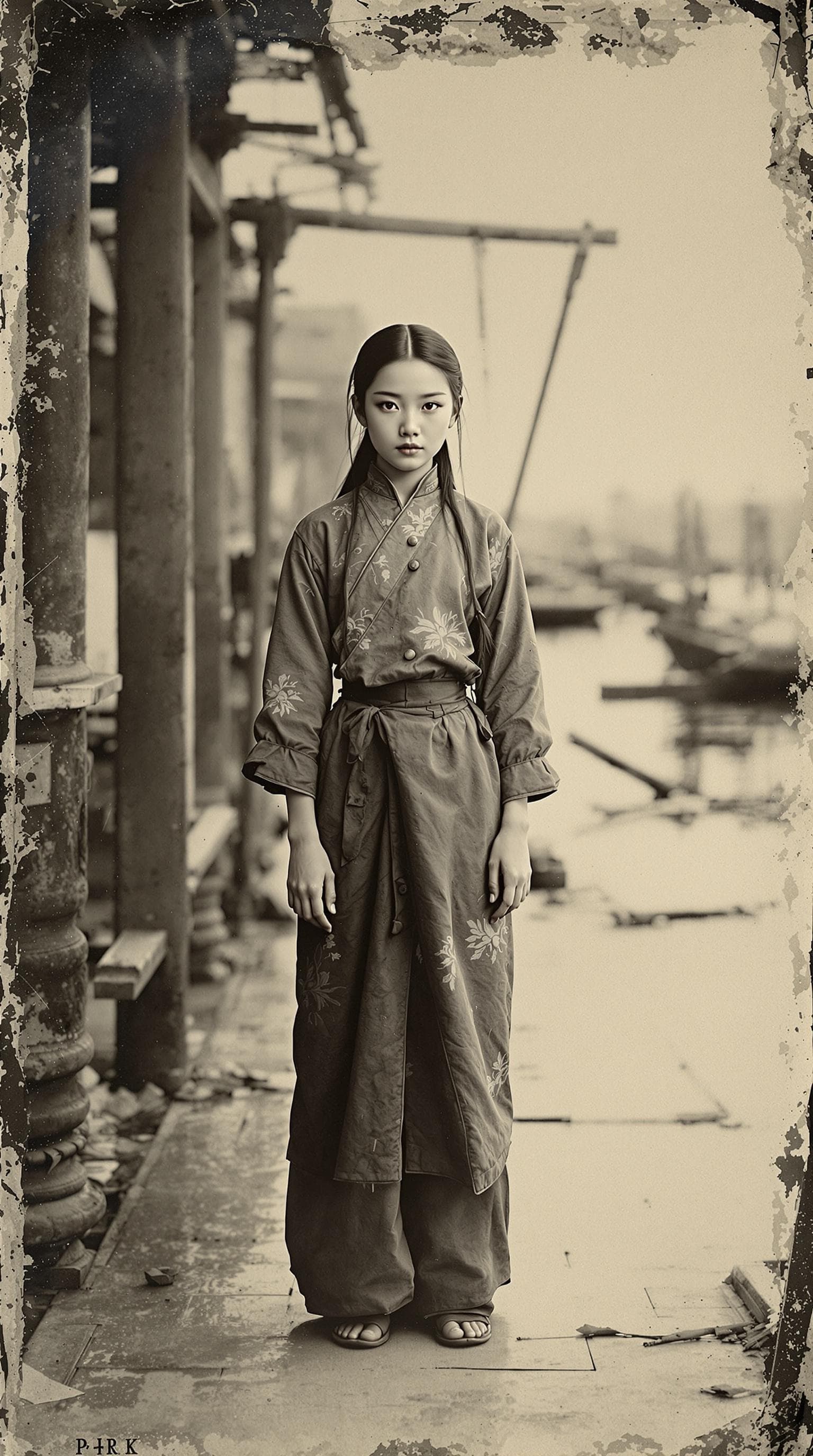 AI generated: a professional vintage black and white photo (paper has aged over time), of a exceptionally of the m...