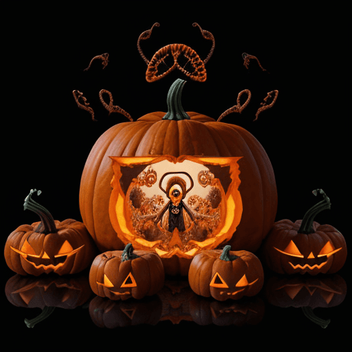 AI generated: Imagine a surreal and nightmarish Halloween pumpkin inspired by the works of Salvador Dali, featurin...