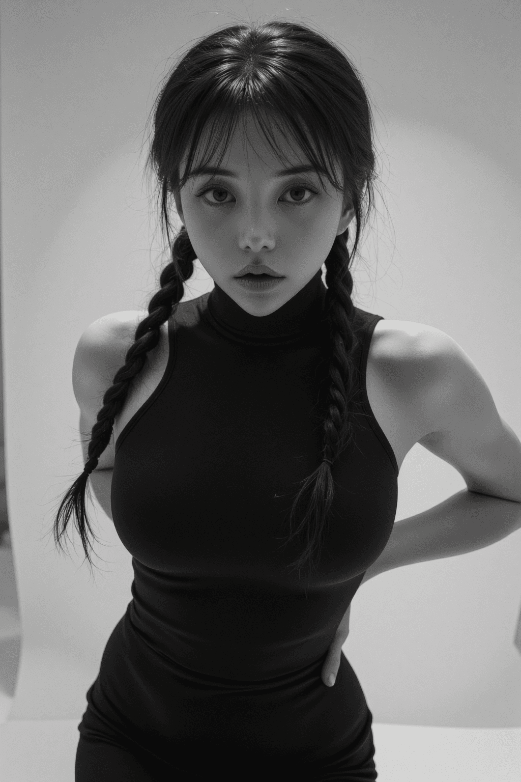 AI generated: A professional, ultra-realistic, and high-resolution black and white photograph of a powerful and al...