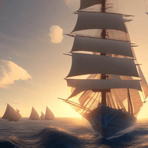 AI generated: Photo of a ultra realistic sailing ship, dramatic light, pale sunrise, cinematic lighting, battered,...