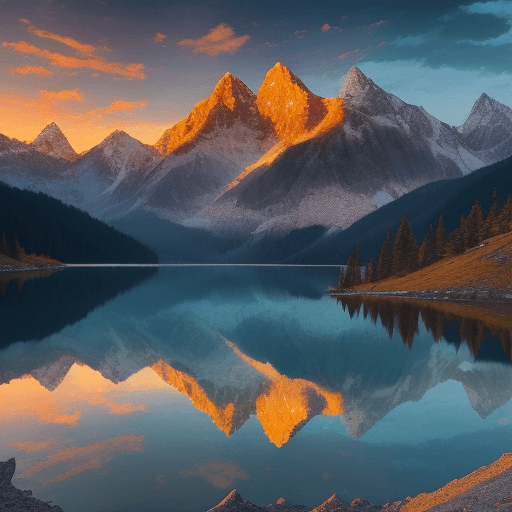 AI generated: Illustration of A crystal-clear mountain lake reflecting the surrounding scenery. Mountains, landsca...