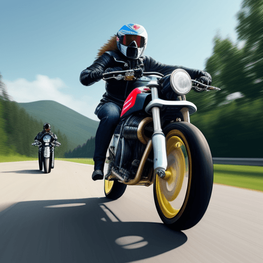 AI generated: dog chasing a realistic motorcicle 
