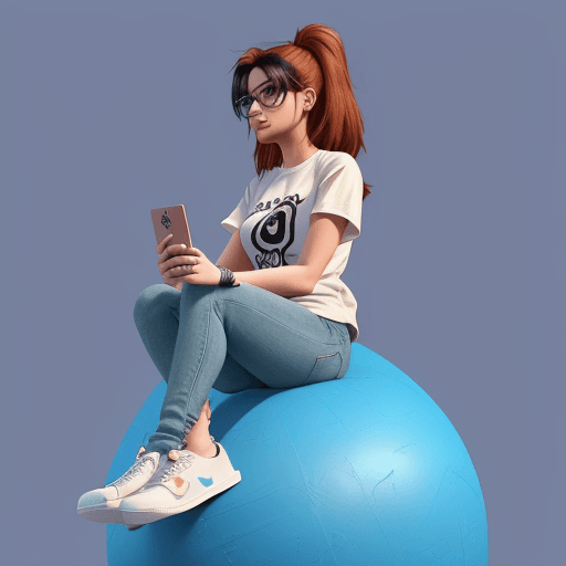 AI generated: Create a 3D illustration of an animated character 38 years old girl sitting casually on top of a soc...