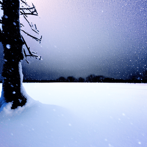 AI generated: snow in a white out storm at night.
ice crystals falling to the ground.
one small golden ray of ligh...