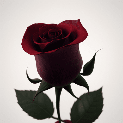 AI generated: a rose bud that stands completely alone