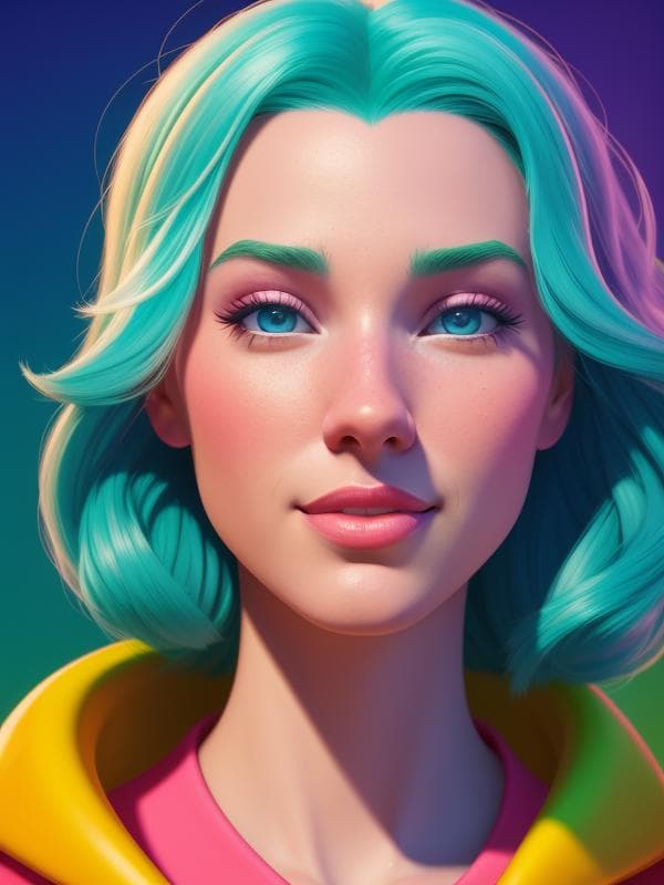 AI generated: portrait of a person, Bright color, disney style, 3D render, best quality, 8K, front lighting, ultra...