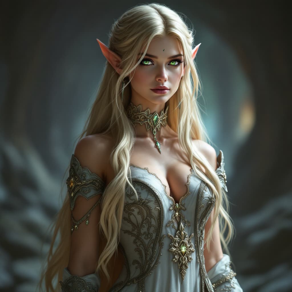 AI generated: ((Full body)), Small, highly detailed Blood elf from World of Warcraft, alluring pose, dressed in el...