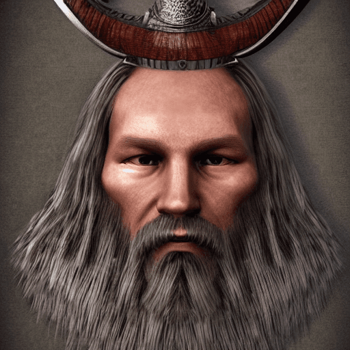 AI generated: viking, axe, armor, extreme details, hyperrealistic, face, beard, viking style