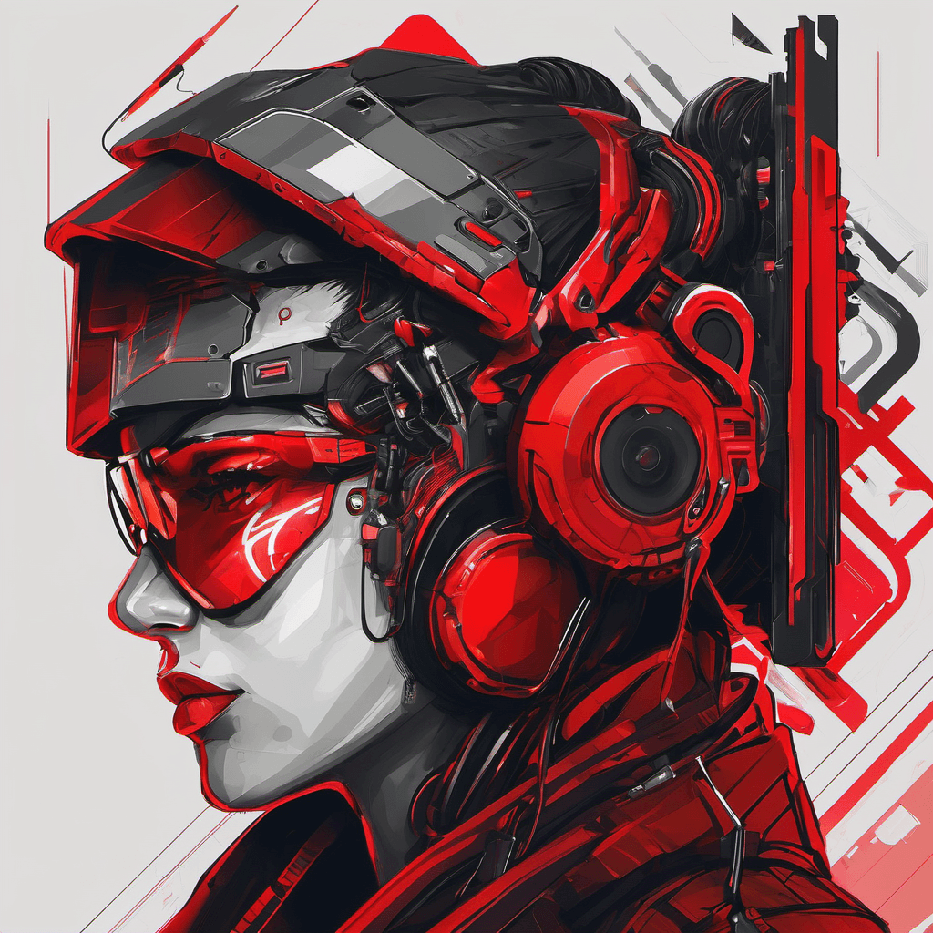 AI generated: stunning cyberpunk-inspired favicon image for a website, red tones, logo, icon, professional, simple...