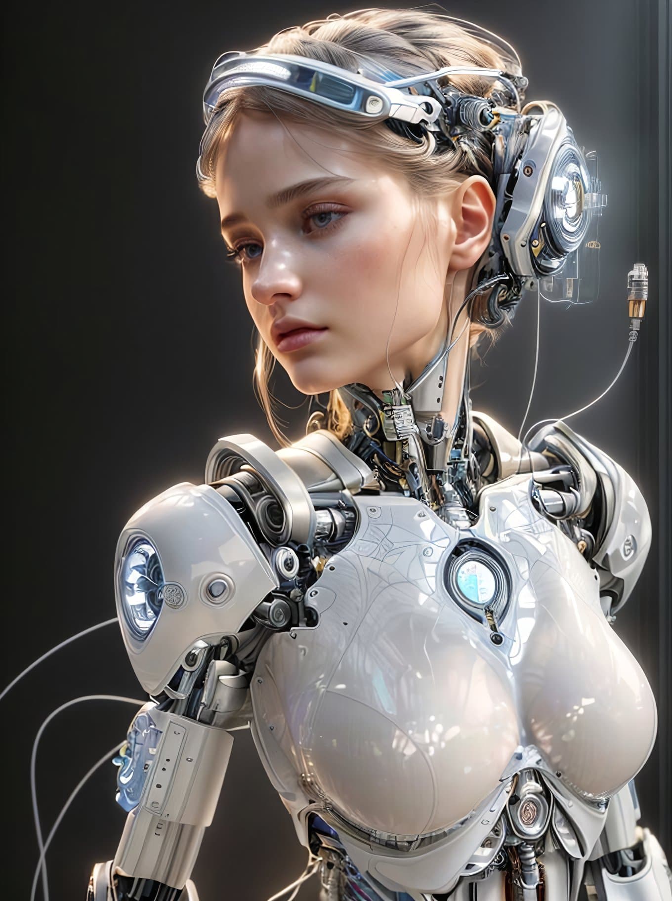AI generated: complex 3d render ultra detailed of a beautiful porcelain profile woman andriod face,cyborg, robotic...