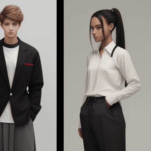 AI generated: A female wearing a male's clothes