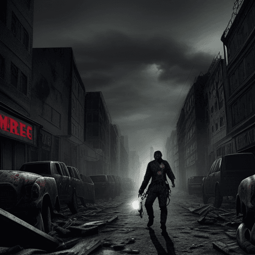 AI generated: zombies dog,Resident Evil 4,  death, horror,End of the world，The city after destruction
