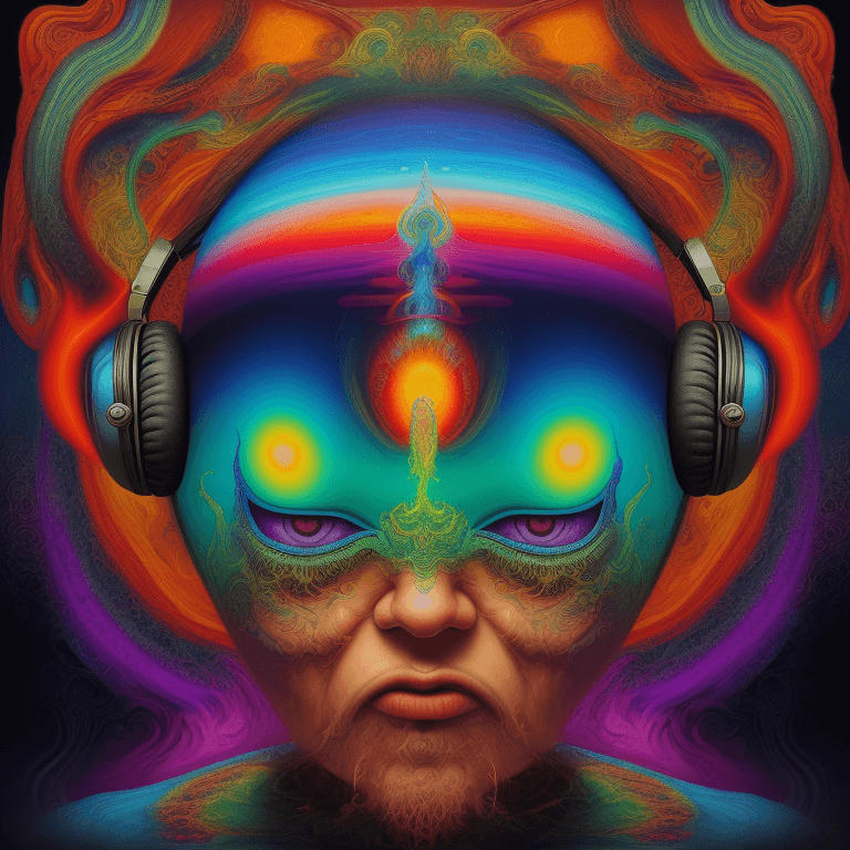 AI generated: music Album cover picture, surreal art, oil picture, Psy trance