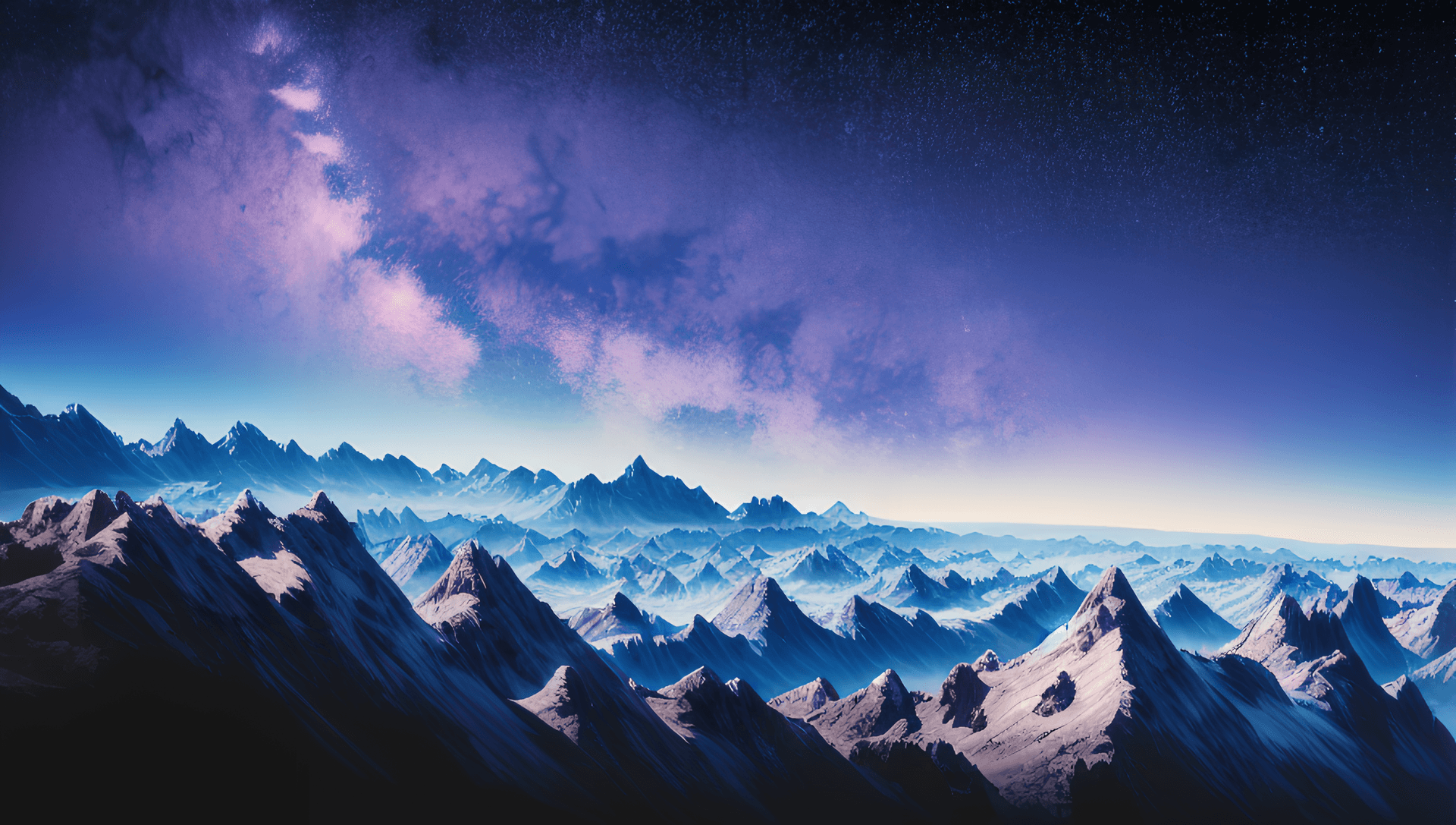 AI generated: A view of space from mountains, hyperrealistic, intricate details, 4k