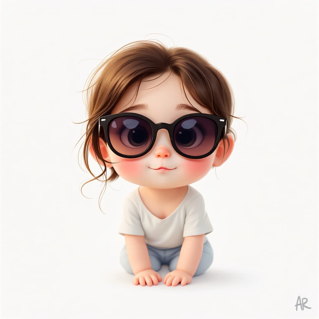 AI generated: a simple cartoon of a beautiful baby with brown hair, white background, princesscore, I can't believ...