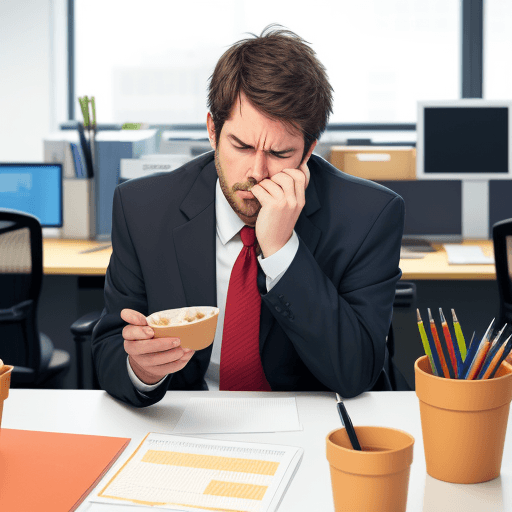 AI generated: Office worker, Sleepy and hungry guy