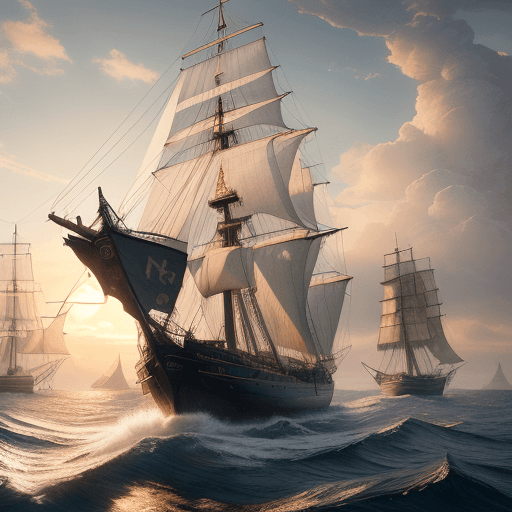 AI generated: Photo of a ultra realistic sailing ship, dramatic light, pale sunrise, cinematic lighting, battered,...