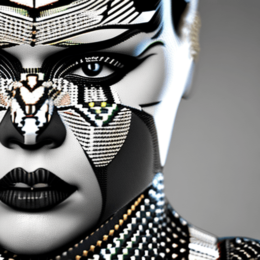AI generated: (((Masterpiece))), black and white skin, tribal facial pattern features, (((white accent effects))),...