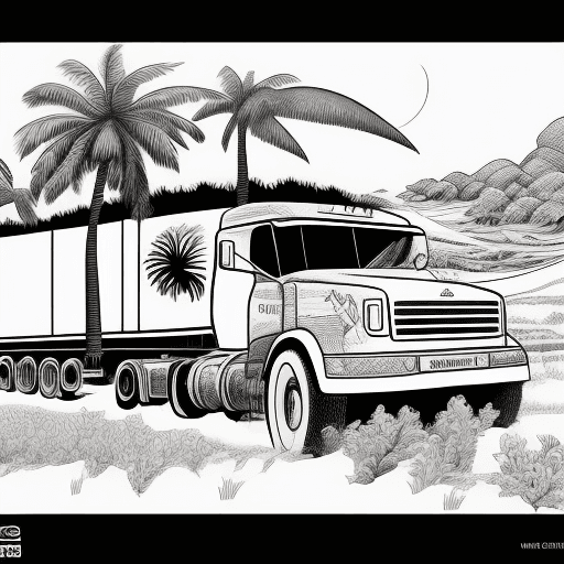 AI generated: Pagina para colorear de un dinosaurio conduciendo una camioneta, lineas negras, fondo blanco, dibujo...