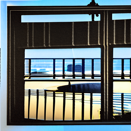 AI generated: silhouette eye level exterior photo of a Noir Art Deco City overlooking the ocean, daylight, indirec...