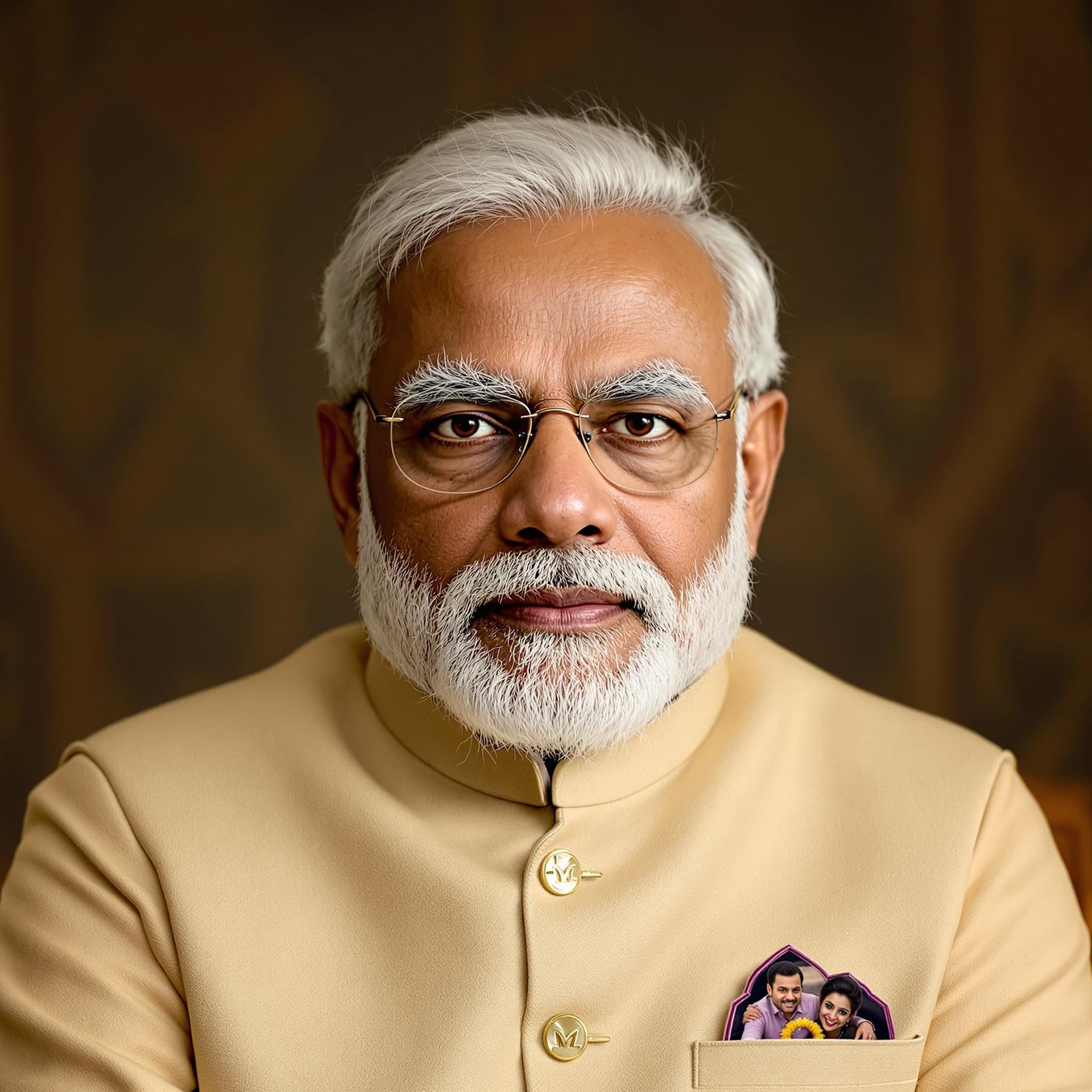 AI generated: narendra modi half body photography