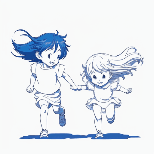 AI generated: [a minimalist web illustration: whimsical blue clip line art], suitable for print on demand and capt...