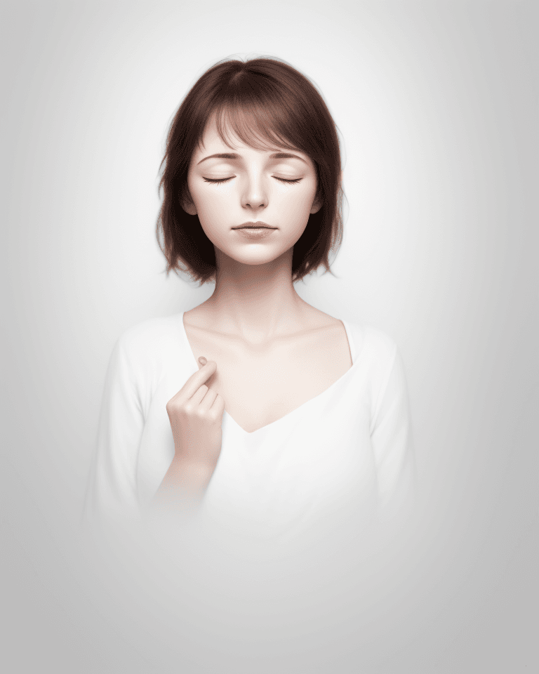 AI generated: photo, woman with closed eyes, white background
