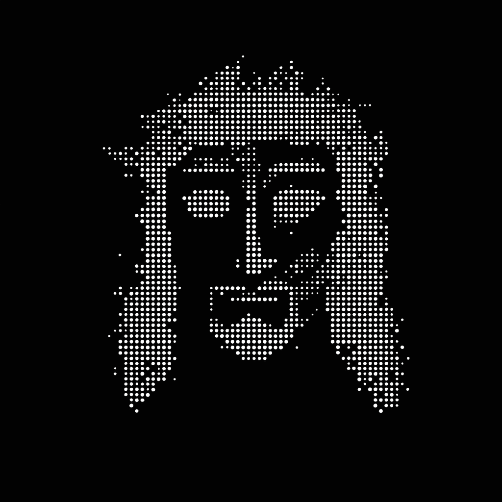 AI generated: a simple white dotted dots forming the shape of da Vinci   face, flat design, vector illustration, o...