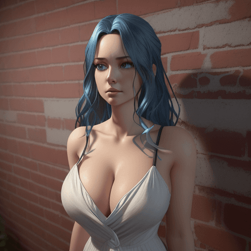 AI generated: A captivating 3D render of a sultry female character with ample bosoms, featuring large, expressive ...