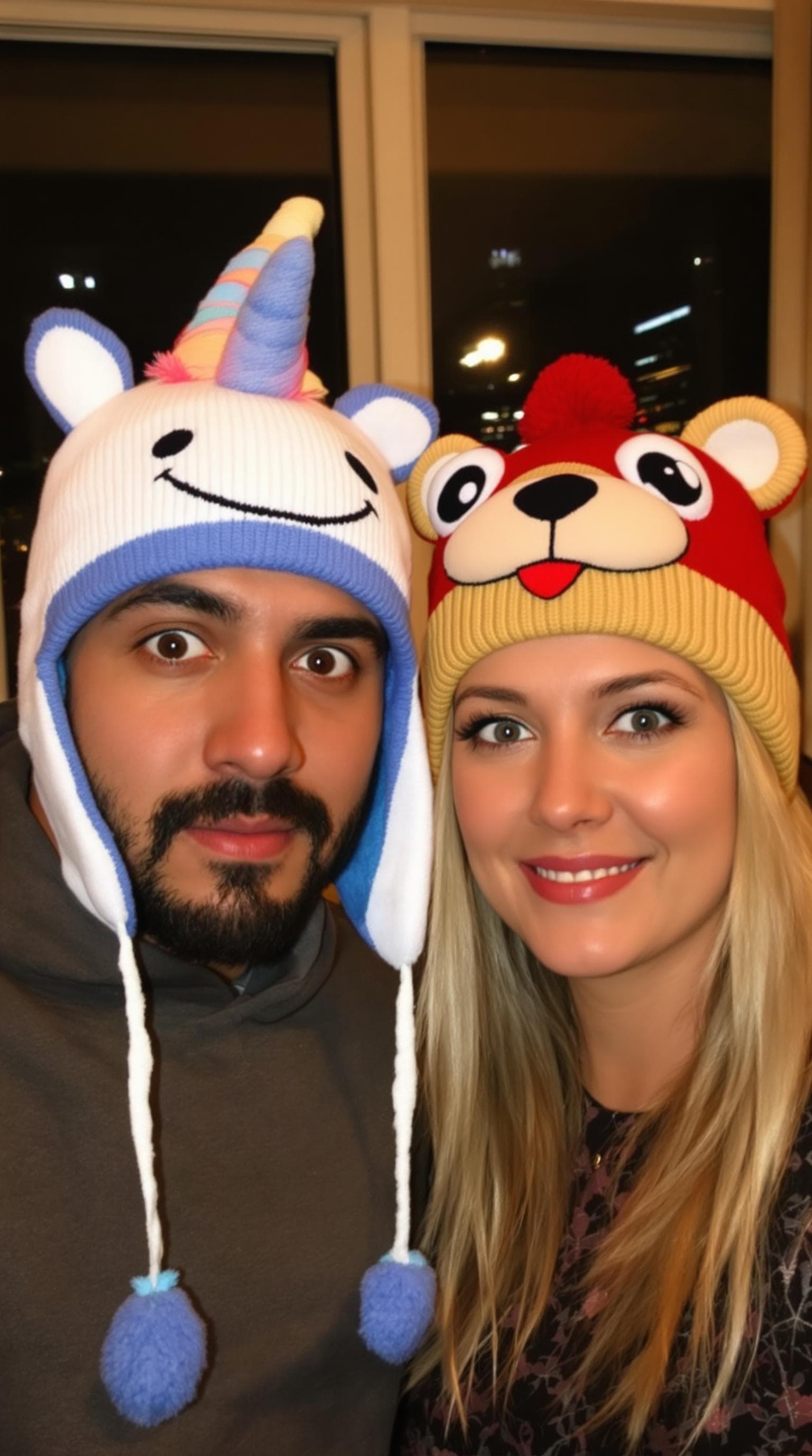 AI generated: The image shows a couple people (Hispanic Latino male and voluptuous dark haired blue eyed female) p...