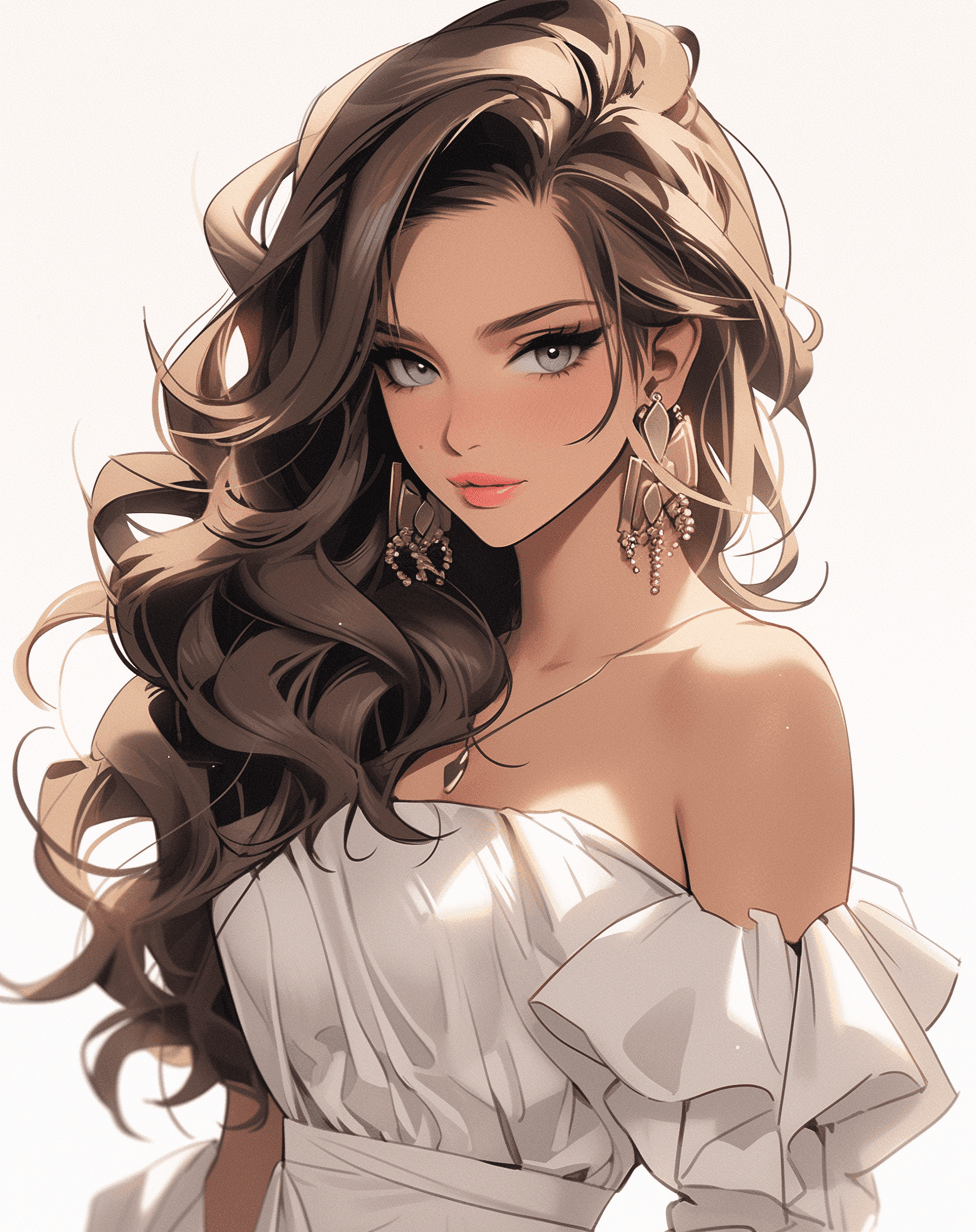 AI generated: drawing of a beautiful young woman in white, in the style of black and white realism, tumblewave, hi...