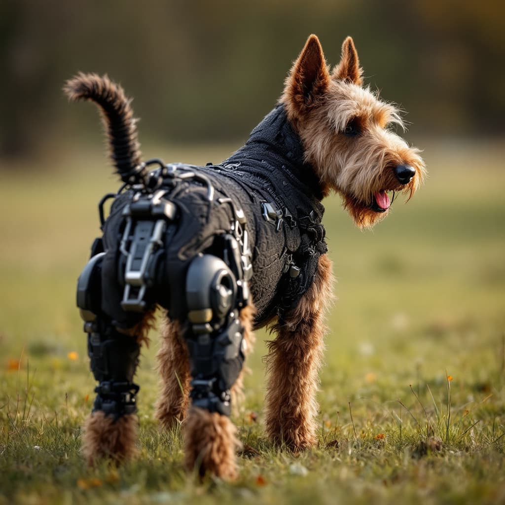 AI generated: an irish terrier with some bionic tail



