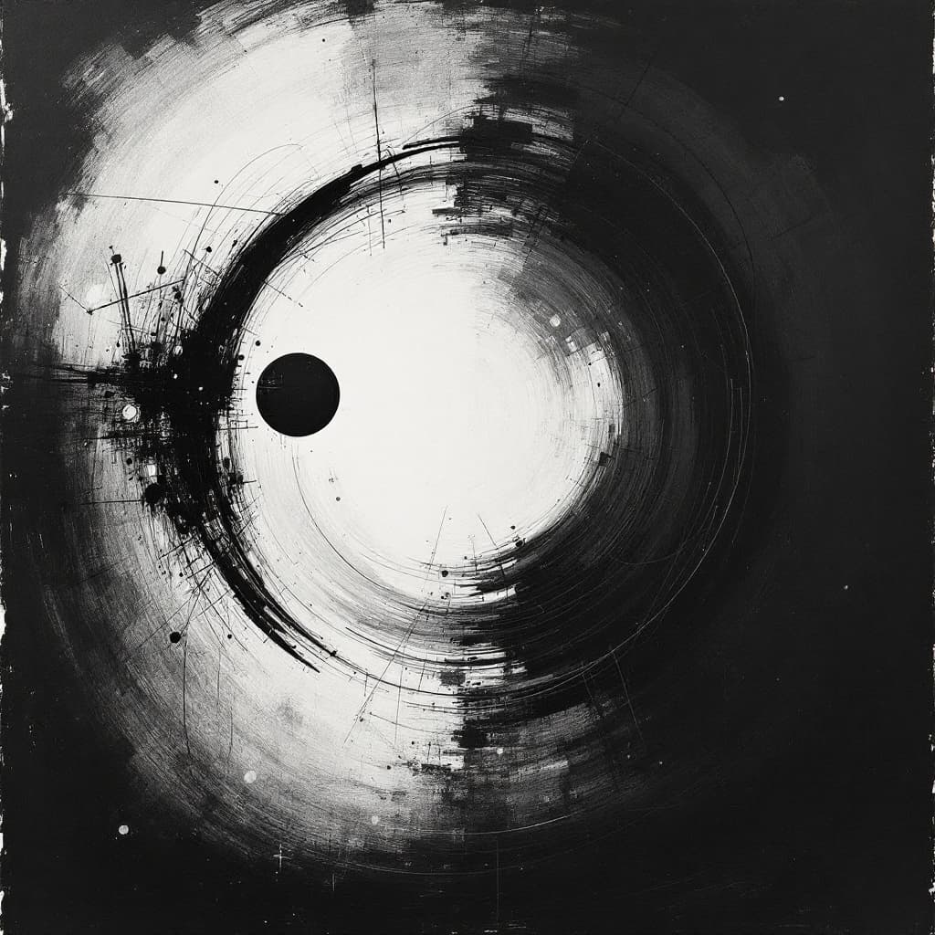 AI generated: abstract, minimalist, charcoal, psy, dark, dreep, b&w 