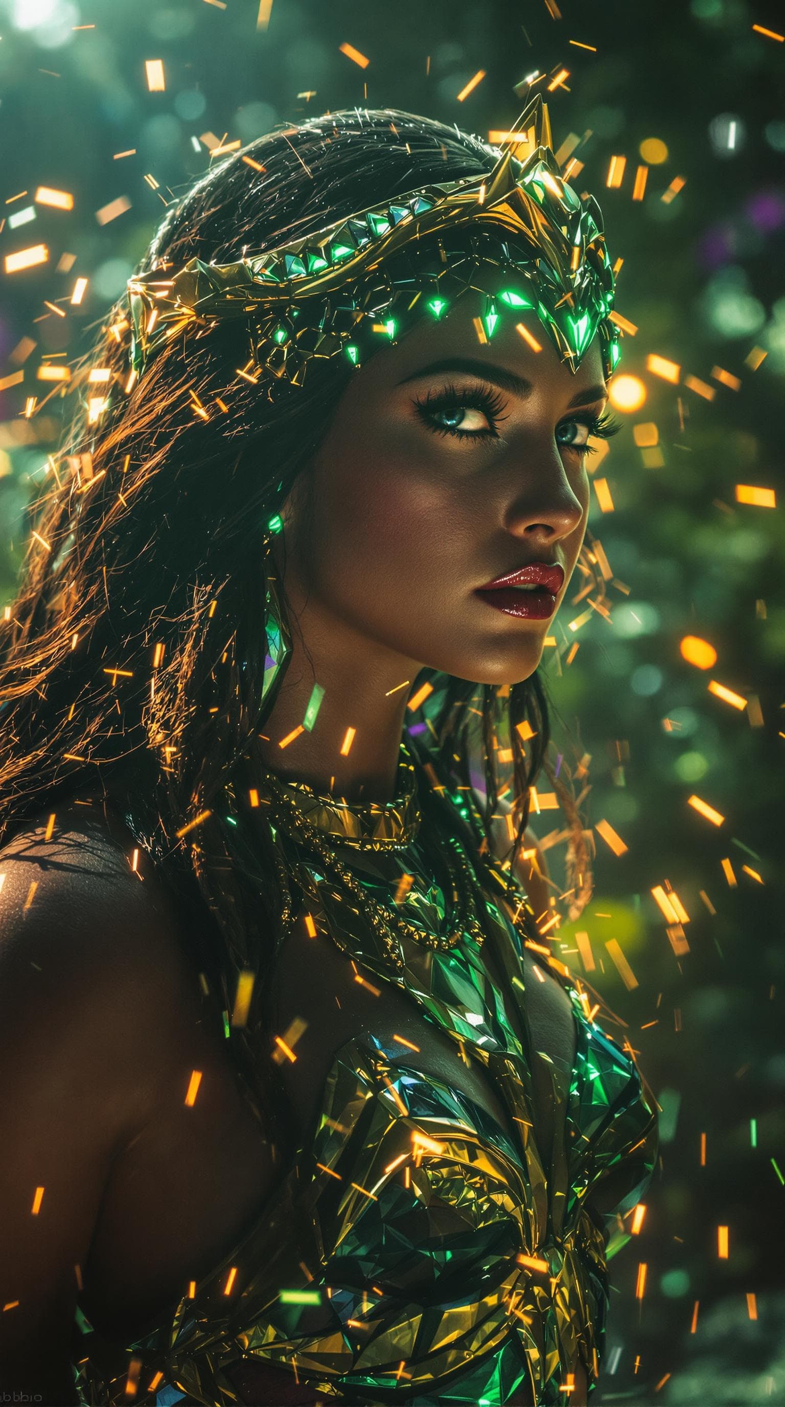 AI generated: amazon woman, ultra detailed, fairy lighting, photorealistic, bright colors, volumetric rays of ligh...
