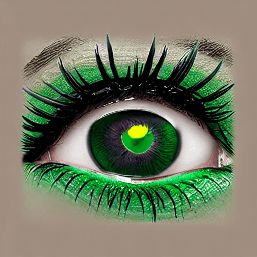 AI generated: ojo hiperrealista con color de collarete pupilar naranja y color de iris azul claro, pestañas estili...