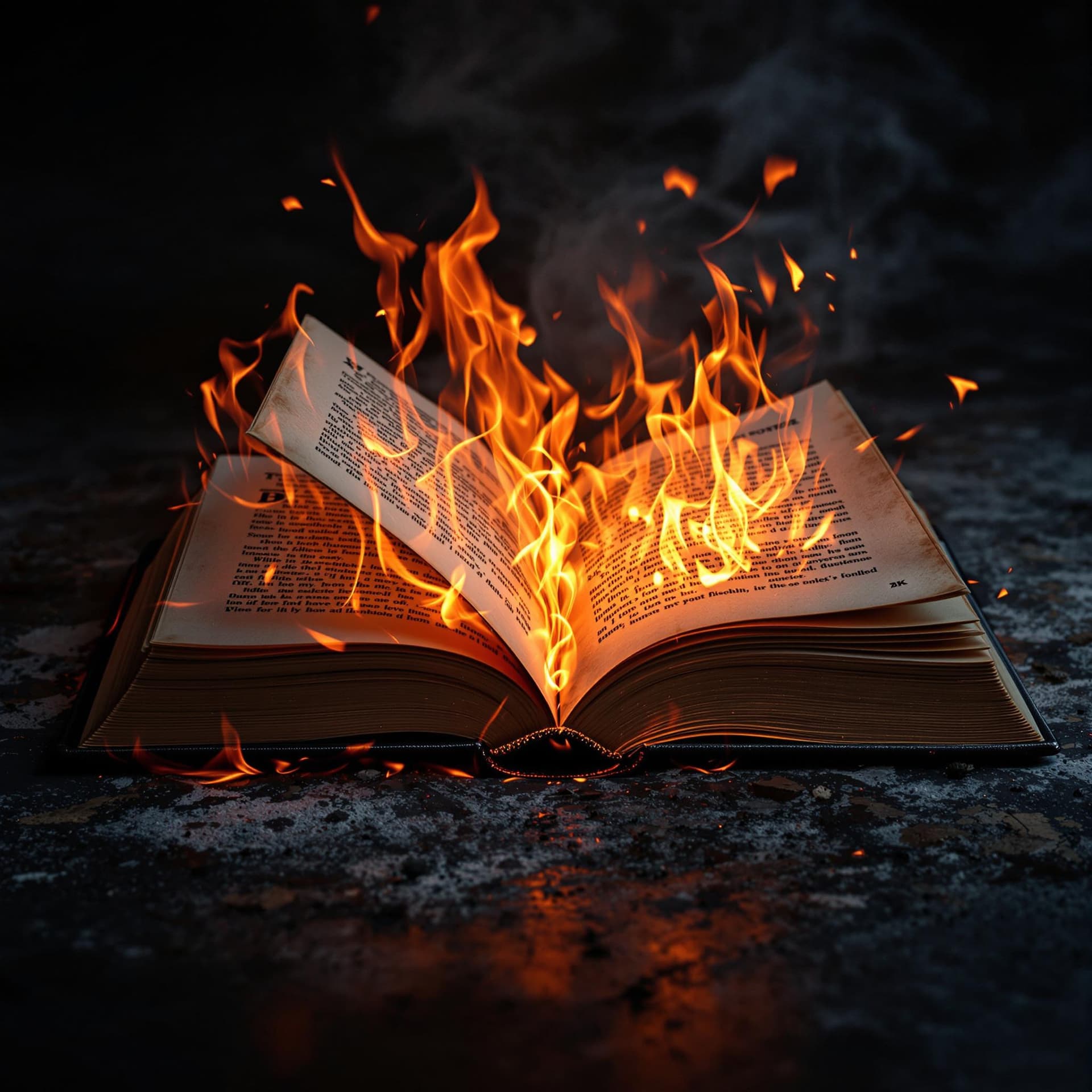 AI generated: photo of burning book 8 k 