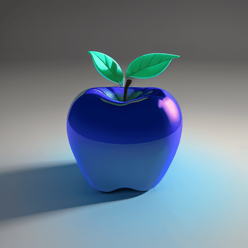 AI generated: apple blue,3d,8k