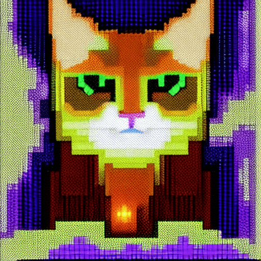 AI generated: Createa NFT art  a captivating pixel art fusion of  color cat .erund by laser flash .laser eyes, Com...