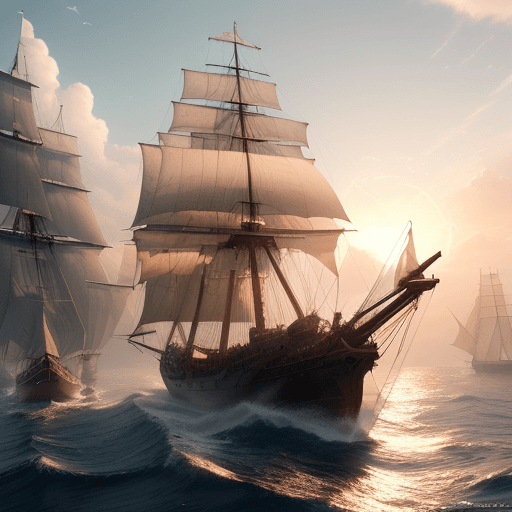 AI generated: Photo of a ultra realistic sailing ship, dramatic light, pale sunrise, cinematic lighting, battered,...