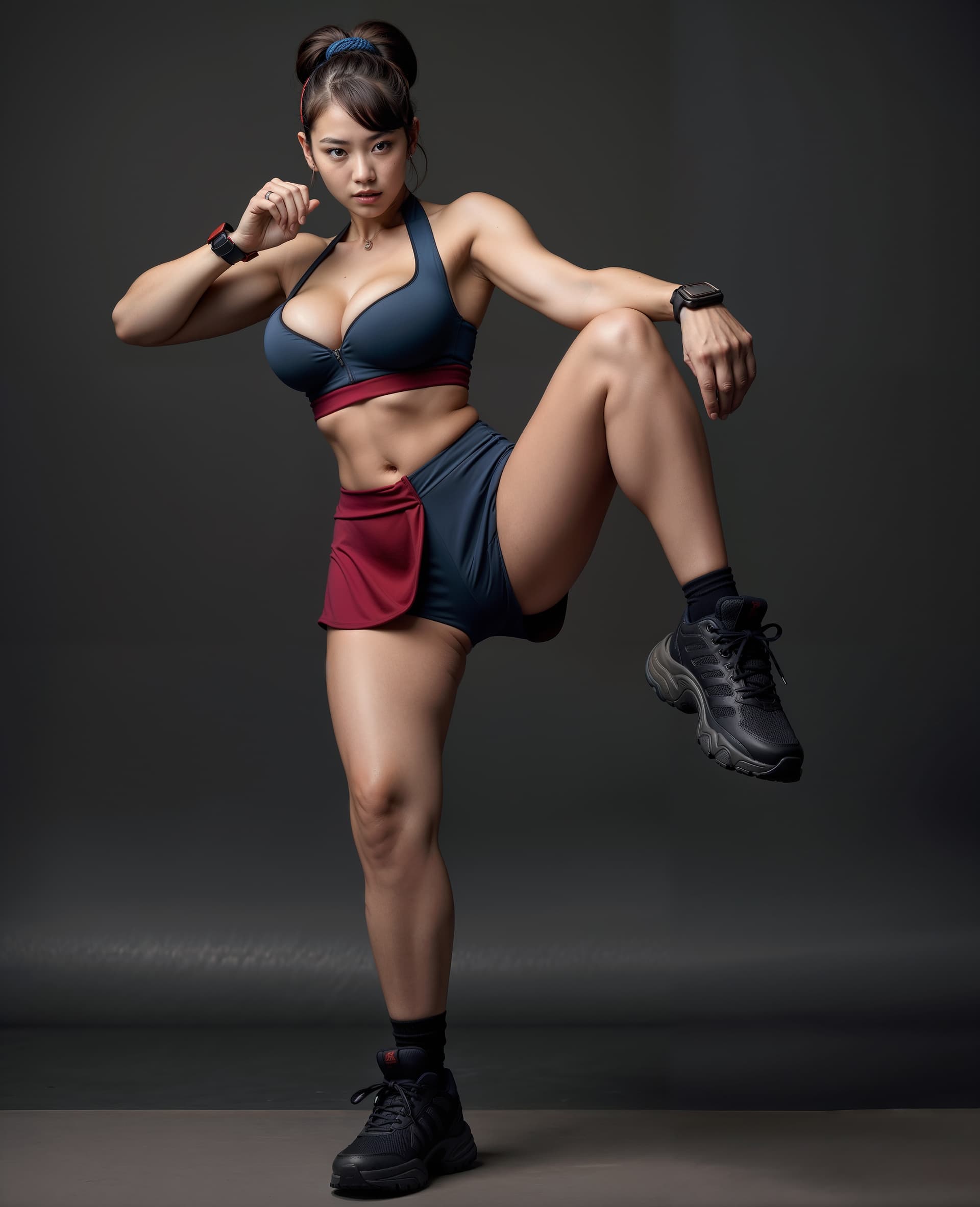 AI generated: Professional Chun Li Cosplayer, martial arts beauty, fit, beautiful, slender, natural curves, natura...